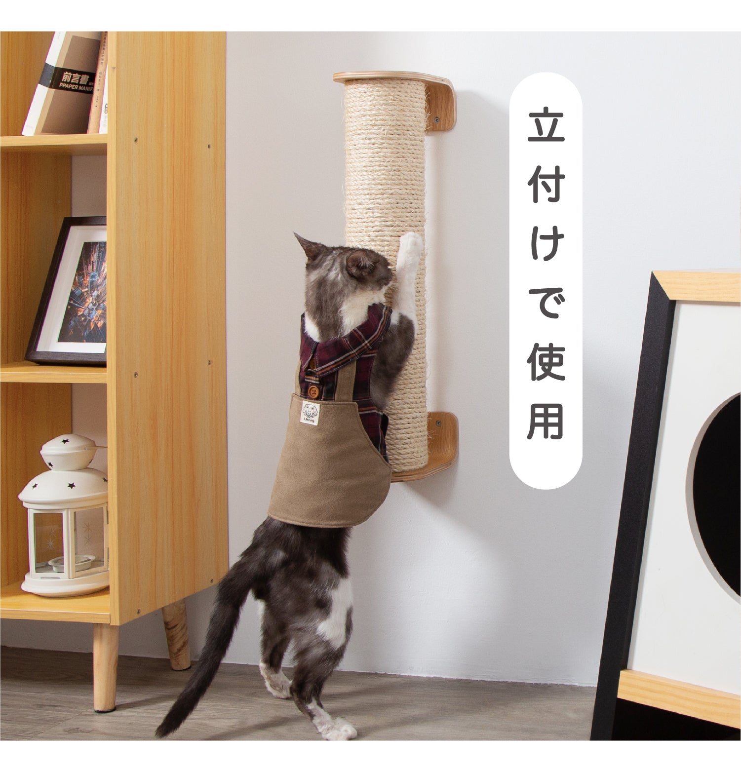 【床置き&壁付け両用猫用爪とぎ】MYZOO-CYLINDER