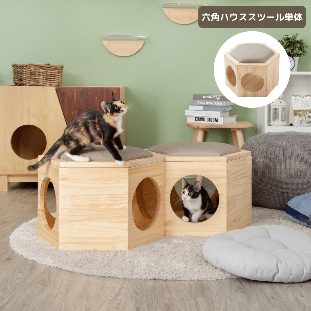 椅子/猫ハウス/ローテーブル】MYZOO-六角ハウススツール