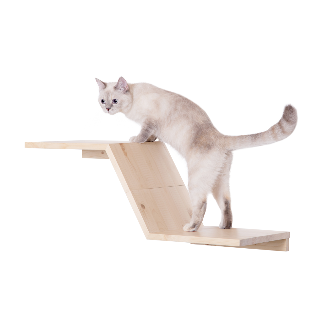 MYZOO ZONEキャットステップ/キャットウォーク スプルース無垢材 室内飼育猫の運動不足やストレスに解消。壁付けタイプでスペース取らない。