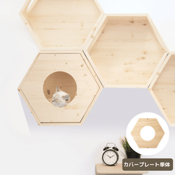 六角ハウス専用カバープレート。六角ハウスに取り付けると猫の隠れ家になります。上質なパイン無垢材使用。