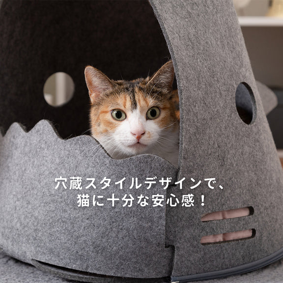 穴藏スタイルデザインで、猫に十分な安心感。